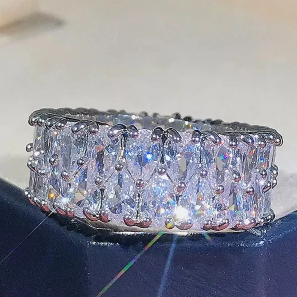 NEW ETERNITY BAND 925 STERLING SILVER DIAMOND RING, CUTE RING, SHINY RING. - Picture 4 of 6